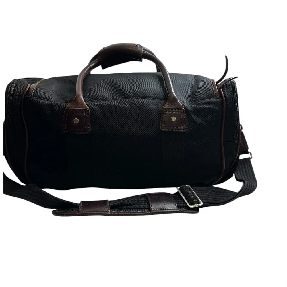 Vintage Filson Heritage Black Nylon Duffle Bag Leather Trim Medium